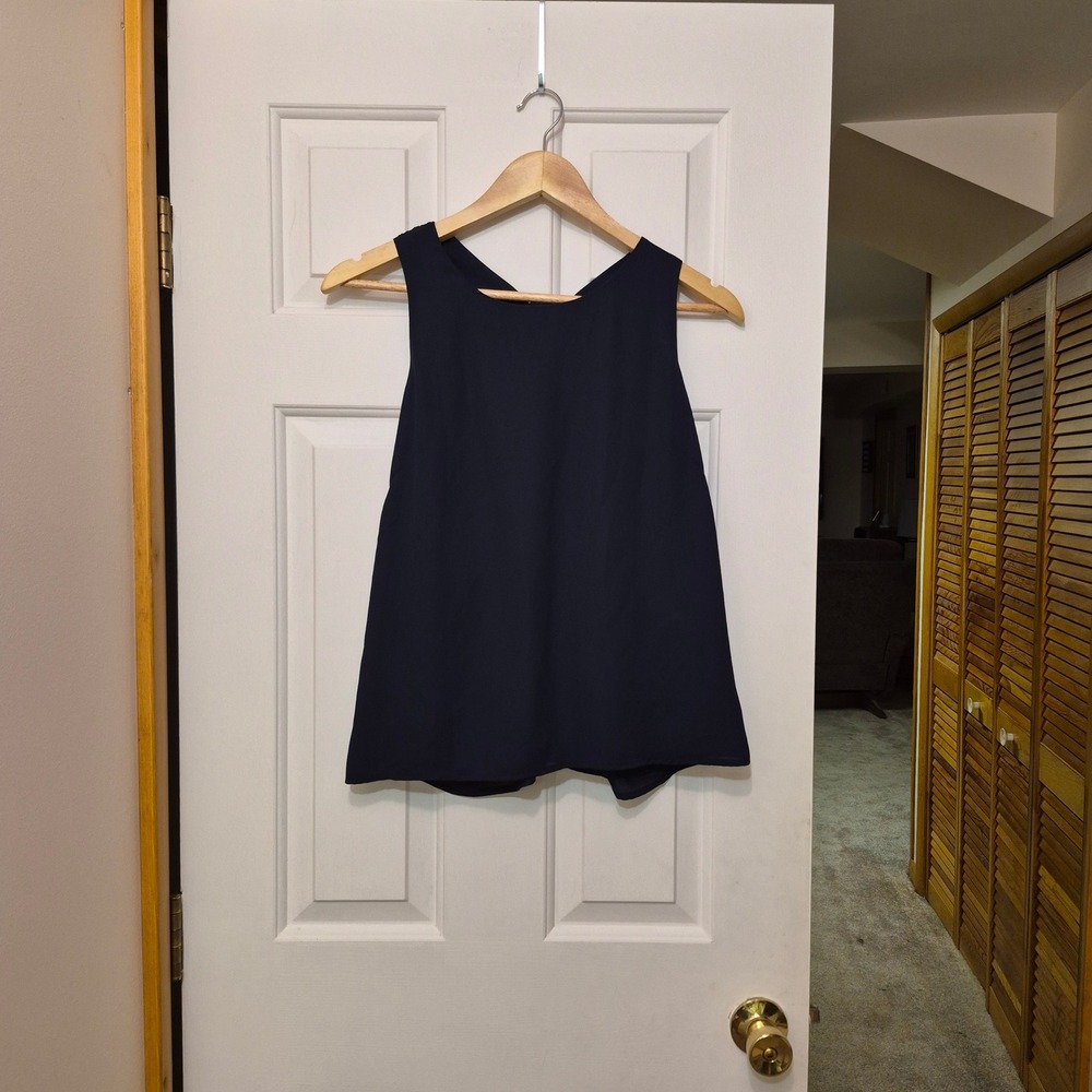Collective Concept Navy Blue Twist Front Sleeveless Chiffon Blouse Stitch Fix SP